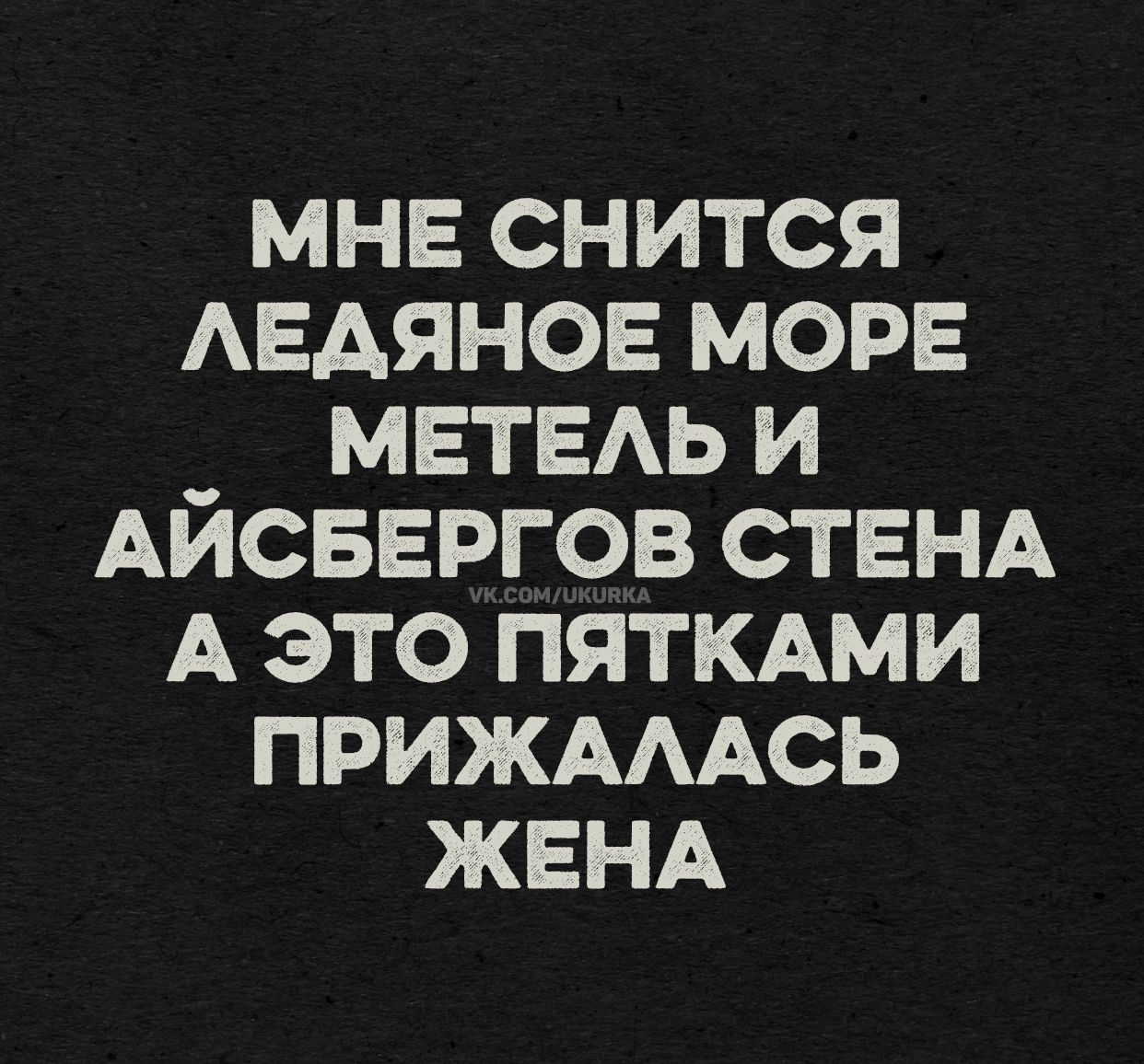 МНЕ СНИТСЯ ЛЕДЯНОЕ МОРЕ МЕТЕЛЬ И АЙСБЕРГОВ СТЕНА А ЭТО ПЯТКАМИ ПРИЖАЛАСЬ ЖЕНА