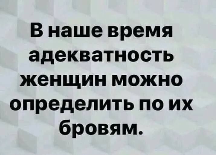В наше время адекватность женщин можно определить по их бровям.