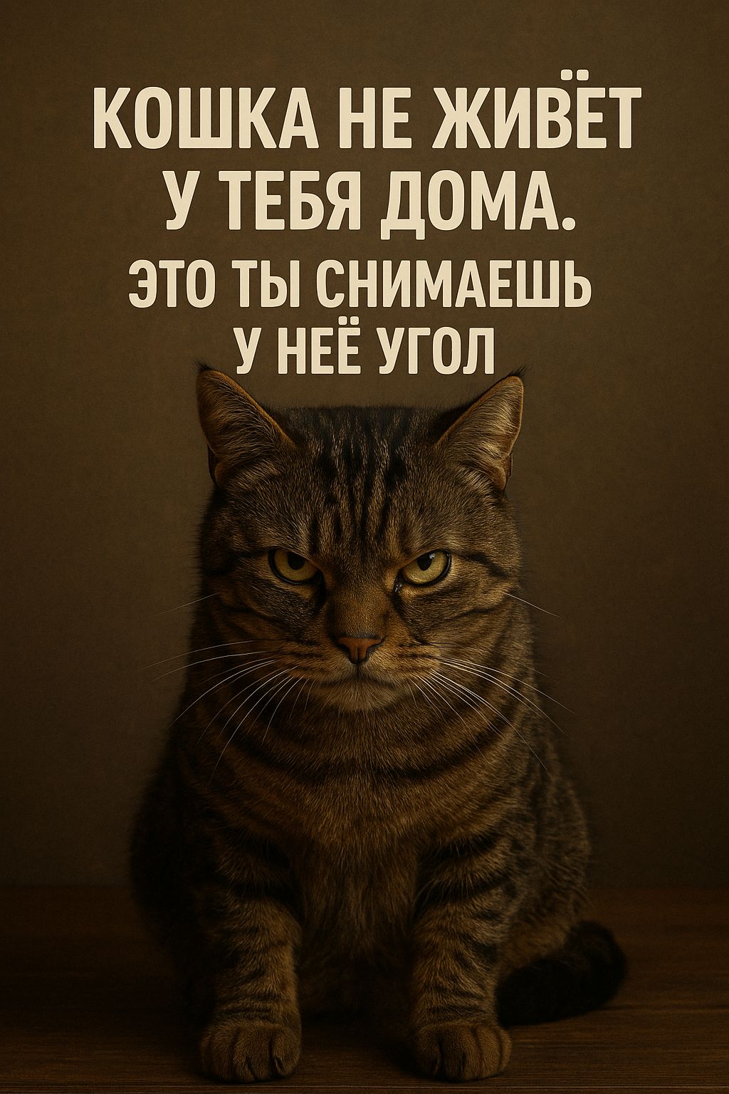 КОШКА НЕ ЖИВЁТ У ТЕБЯ ДОМА. ЭТО ТЫ СНИМАЕШЬ У НЕЁ УГОЛ