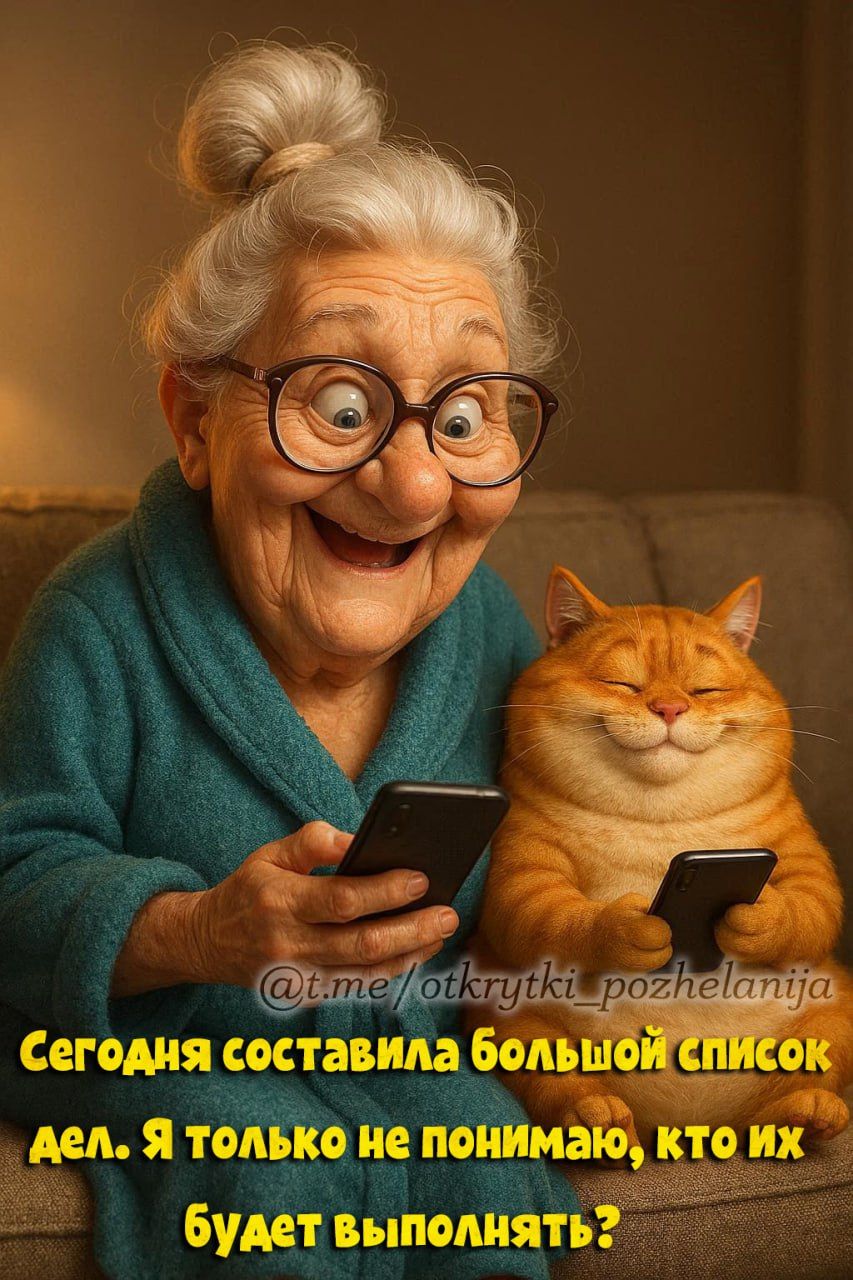 Сегодня составила большой список дел. Я только не понимаю, кто их будет выполнять?
@t.me/otkrytki_pozhelanija
