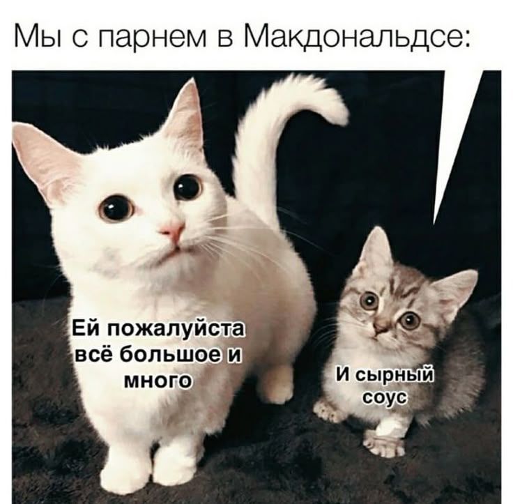 Мы с парнем в Макдональдсе:\nЕй пожалуйста всё большее и многое\nИ сырный соус