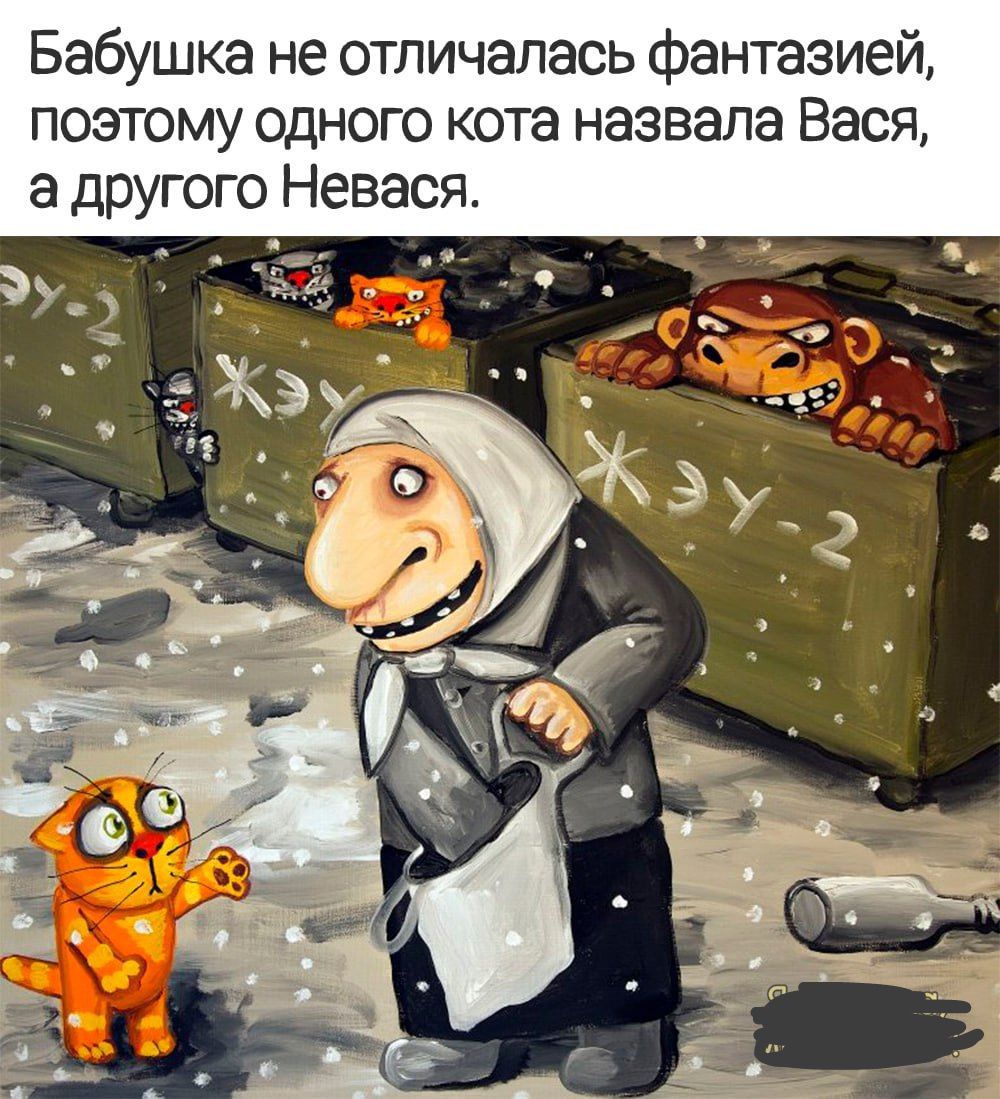 Бабушка не отличалась фантазией, поэтому одного кота назвала Вася, а другого Невяс.