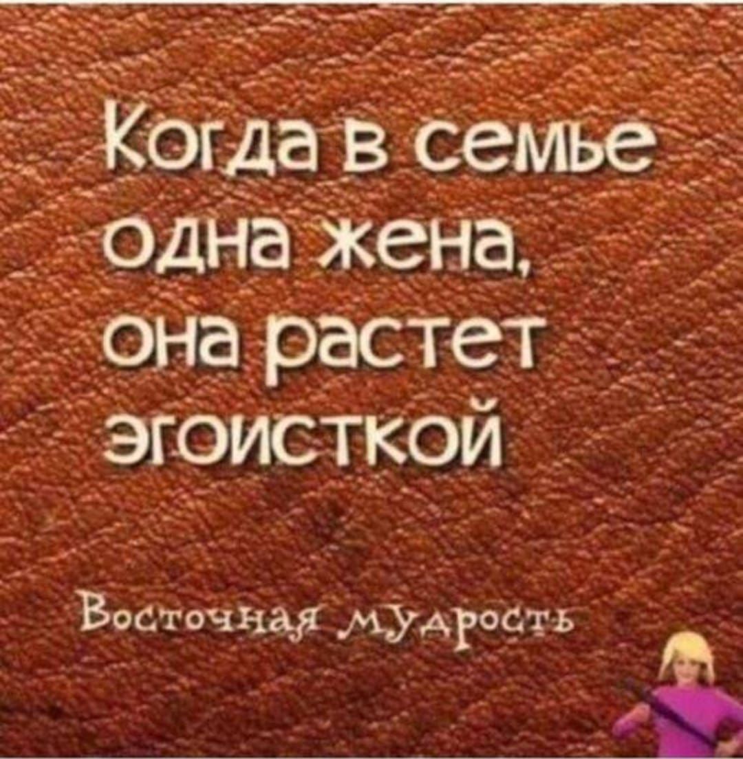 Когда в семье одна жена, она растет эгоисткой. Восточная мудрость