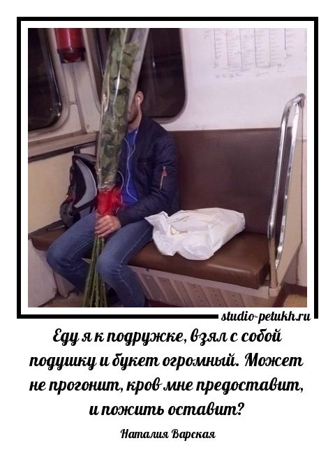 Еду я к подружке, взял с собой подушку и букет огромный. Может не прогонит, кровь мне предоставит, и пожить оставит? Наталия Варская