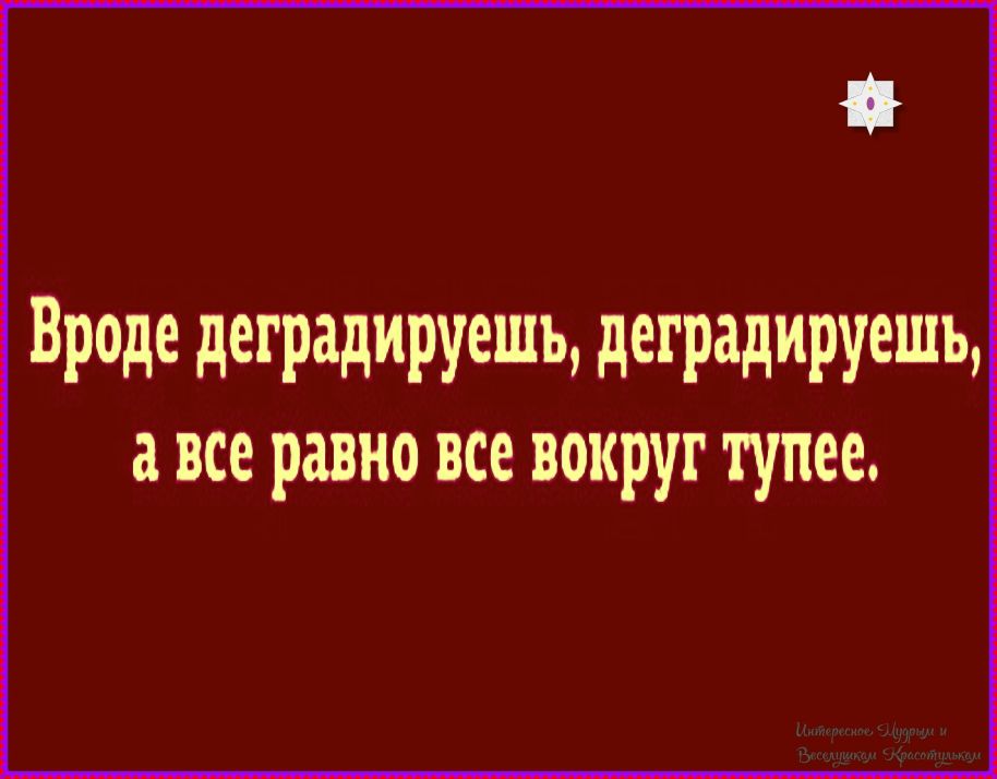 Вроде деградируешь, деградируешь, а все равно все вокруг тупее.