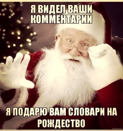 Я видел ваши комментарии
Я подарю вам словари на Рождество
