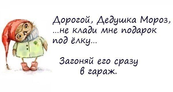 Дорогой, Дедушка Мороз, ...не клади мне подарок под ёлку...\nЗагоняй его сразу в гараж.