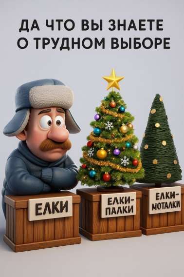 ДА ЧТО ВЫ ЗНАЕТЕ О ТРУДНОМ ВЫБОРЕ
ЕЛКИ  
ЕЛКИ-ПАЛКИ  
ЕЛКИ-МОТАЛКИ
