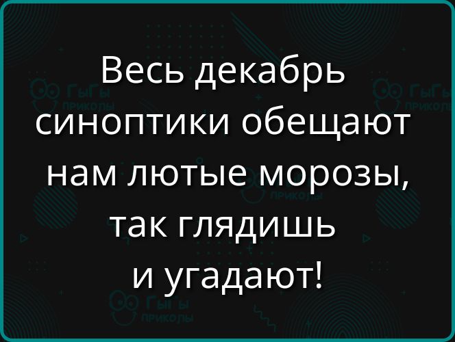 Весь декабрь синоптики обещают нам лютые морозы, так глядишь и угадают!