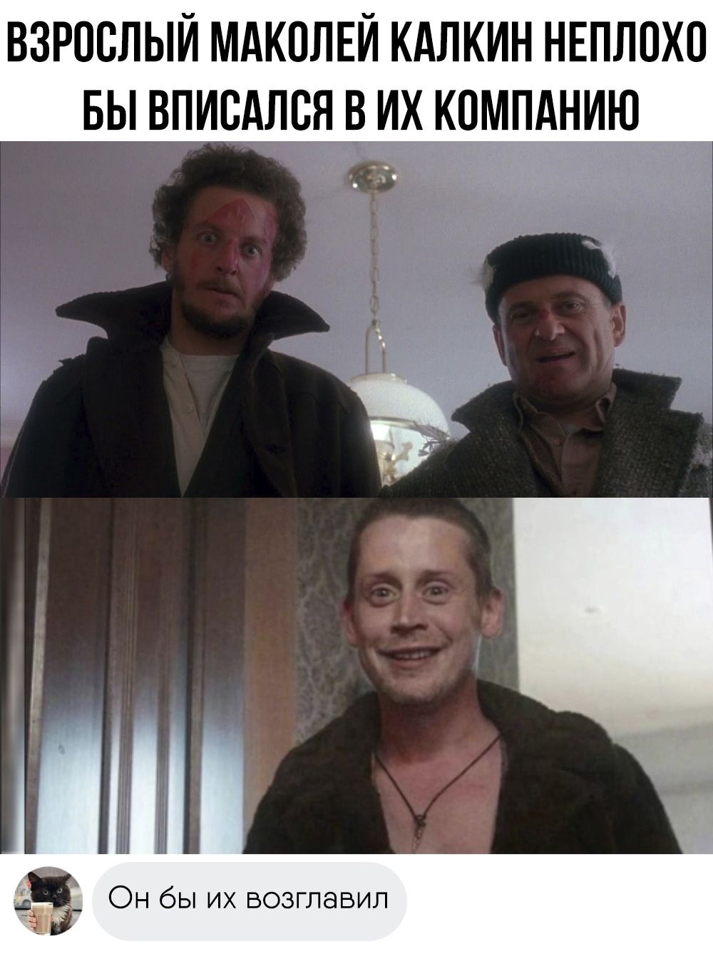 ВЗРОСДЫЙ МАКОЛЕЙ КАЛКИН НЕПЛОХО БЫ ВПИСАЛСЯ В ИХ КОМПАНИЮ
Он бы их возглавил