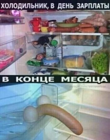 ХОЛОДИЛЬНИК, В ДЕНЬ ЗАРПЛАТЫ
В КОНЦЕ МЕСЯЦА