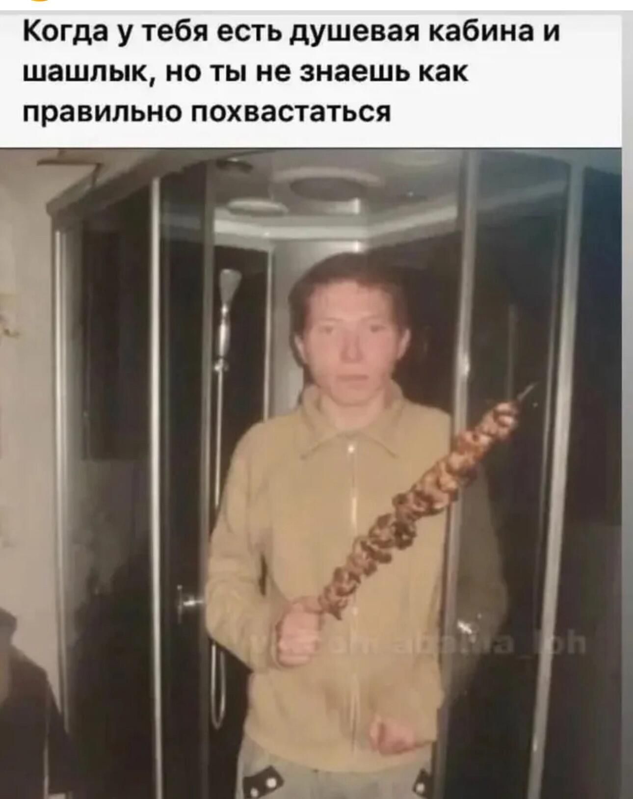 Когда у тебя есть душевая кабина и шашлык, но ты не знаешь как правильно похвастаться