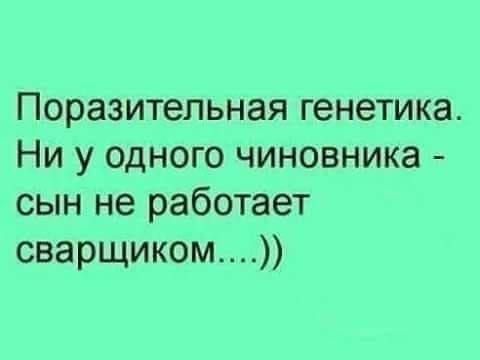 Поразительная генетика. Ни у одного чиновника - сын не работает сварщиком....)