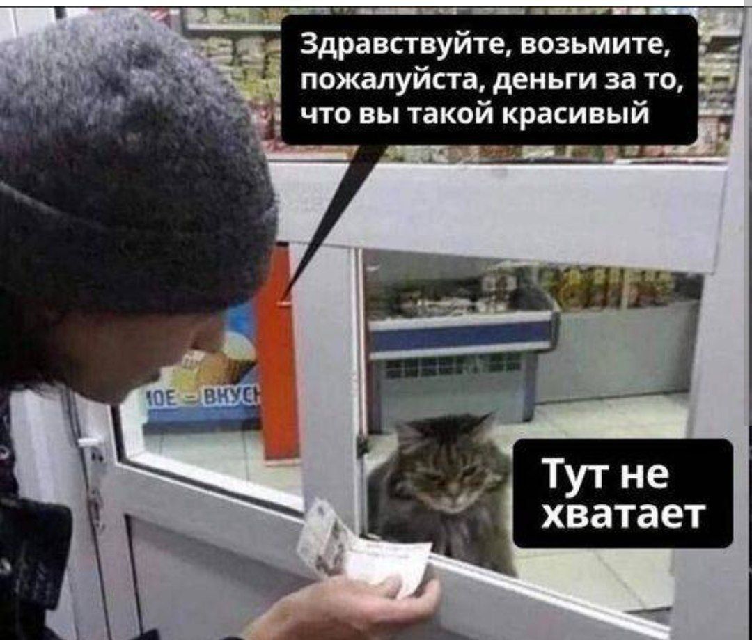 Здравствуйте, возьмите, пожалуйста, деньги за то, что вы такой красивый. Тут не хватает.