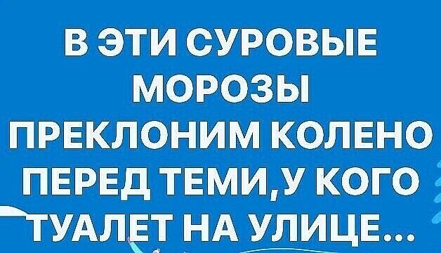 В ЭТИ СУРОВЫЕ МОРОЗЫ ПРЕКЛОНИМ КОЛЕНО ПЕРЕД ТЕМИ, У КОГО ТУАЛЕТ НА УЛИЦЕ...