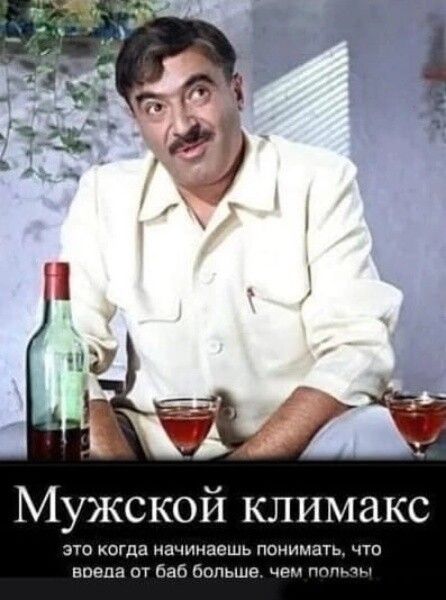 Мужской климакс это когда начинаешь понимать, что ввела от баб больше, чем польза