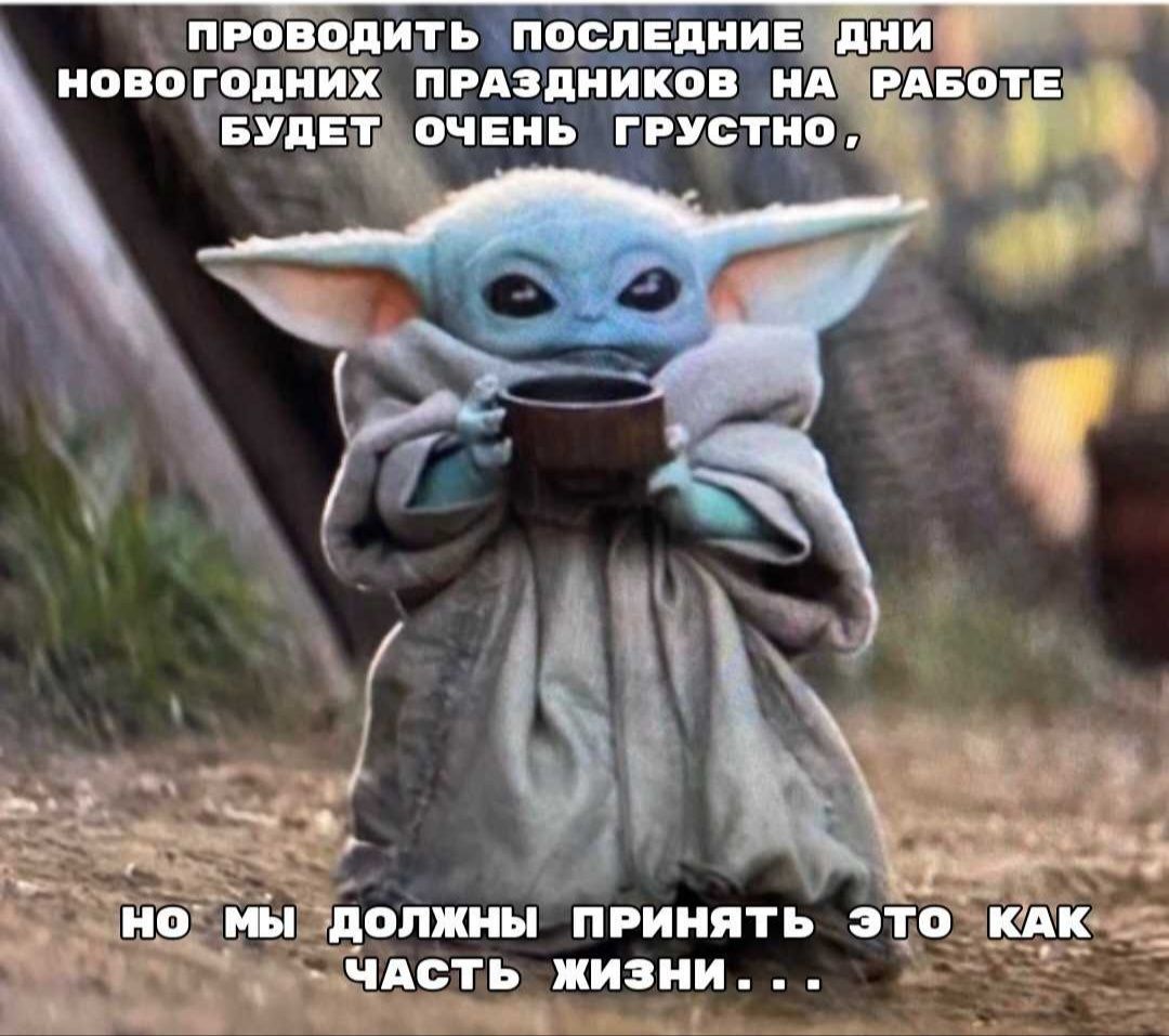 ПРОВОДИТЬ ПОСЛЕДНИЕ ДНИ НОВОГОДНИХ ПРАЗДНИКОВ НА РАБОТЕ БУДЕТ ОЧЕНЬ ГРУСТНО, НО МЫ ДОЛЖНЫ ПРИНЯТЬ ЭТО КАК ЧАСТЬ ЖИЗНИ ...