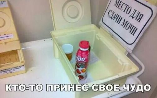 КТО-ТО ПРИНЕС СВОЕ ЧУДО
МЕСТО ДЛЯ СДАЧИ МОЧИ