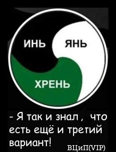 ИНЬ ЯНЬ ХРЕНЬ
- Я так и знал, что есть ещё и третий вариант! ВЦип(VIP)