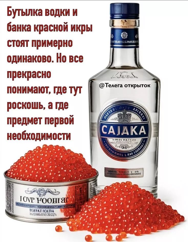 Бутылка водки и банка красной икры стоят примерно одинаково. Но все прекрасно понимают, где тут роскошь, а где предмет первой необходимости
