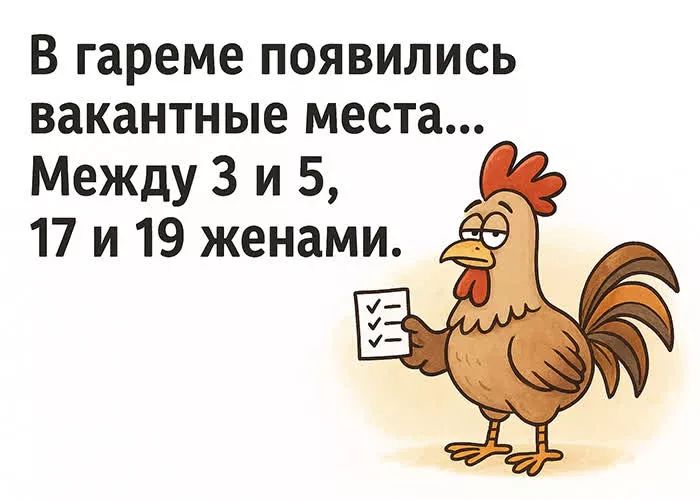 В гареме появились вакантные места... Между 3 и 5, 17 и 19 женами.