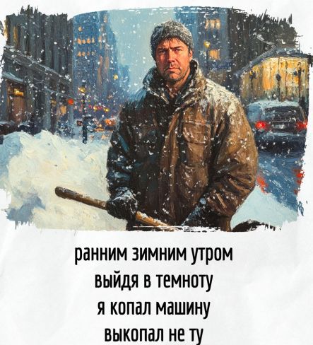 ранним зимним утром
выйдя в темноту
я копал машину
выкопал не ту