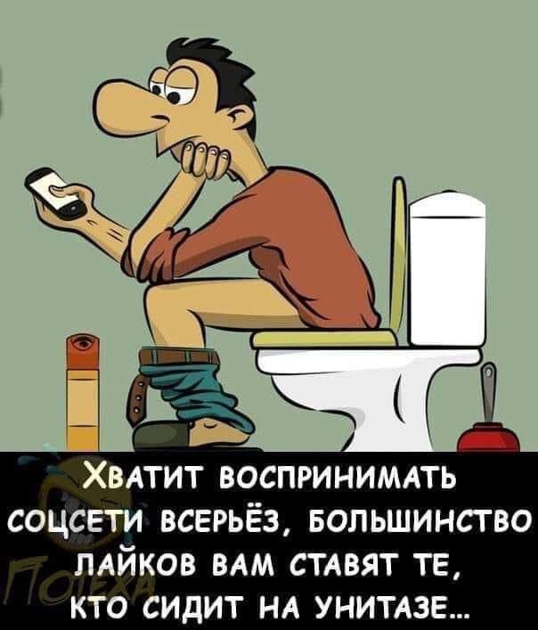 Хватит воспринимать соцсети всерьёз, большинство лайков вам ставят те, кто сидит на унитазе...