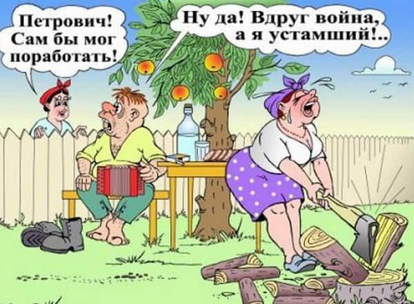 Петрович! Сам бы мог поработать!
Ну да! Вдруг война, а я устамший!..