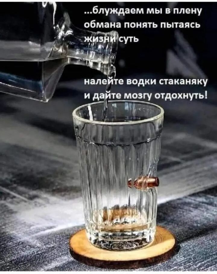…блуждаем мы в плену обмана понять пытаясь жить суть жизни. налейте водки стакан и дайте мозгу отдохнуть!