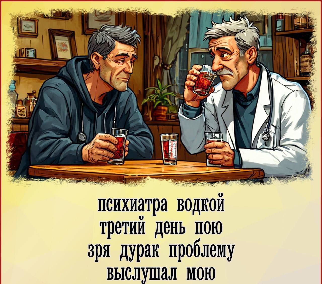 психиатра водкой третий день пою зра дурак проблеме выслушал молю