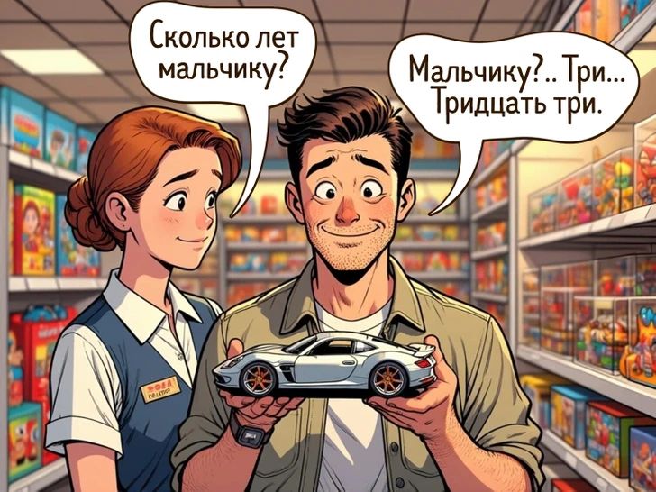 Сколько лет мальчику?
Мальчику?.. Три... Тридцать три.