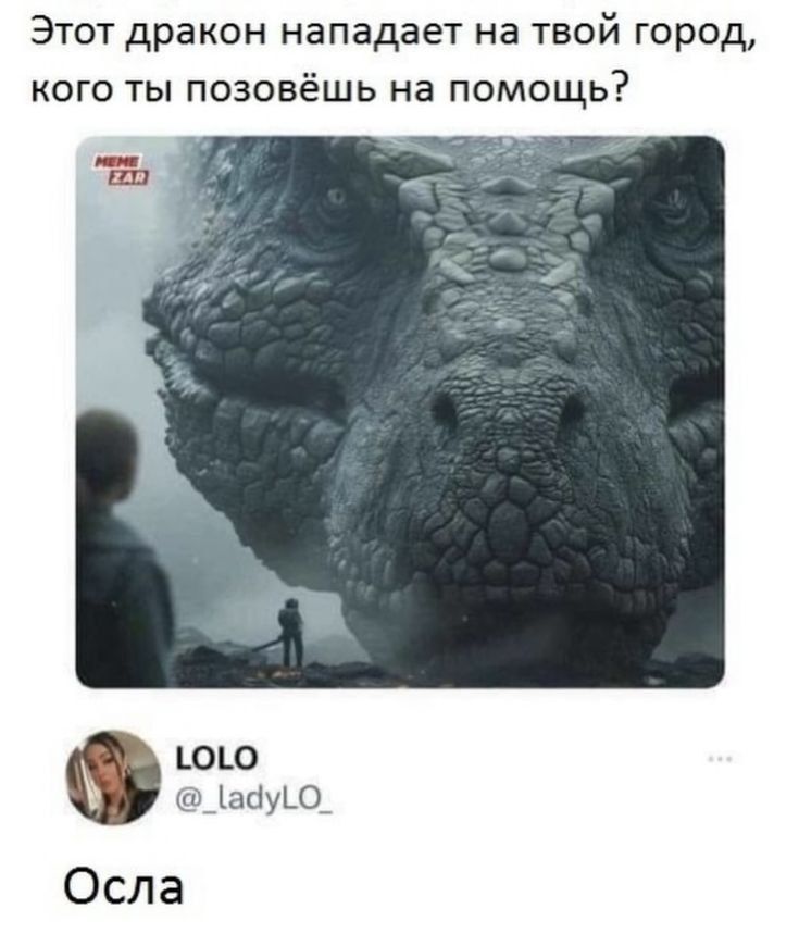 Этот дракон нападает на твой город, кого ты позовёшь на помощь?\n\nОсла
