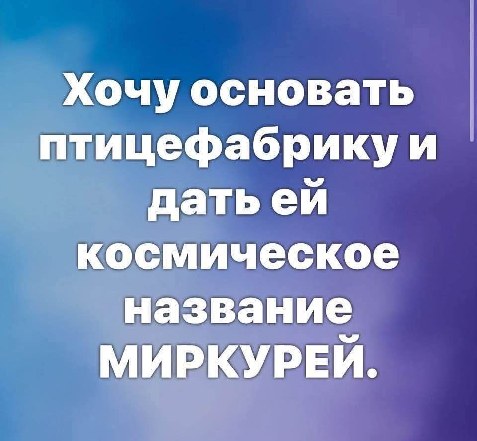 Хочу основать птицефабрику и дать ей космическое название МИРКУРЕЙ.