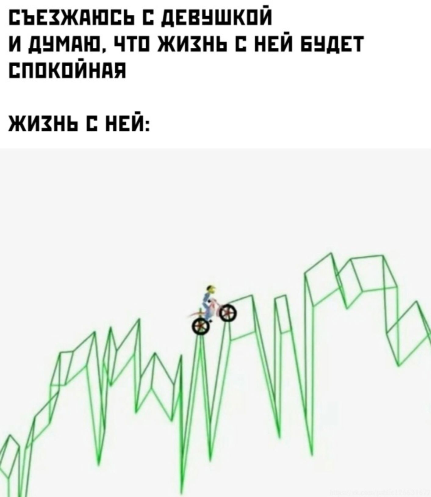 СЪЕЗЖАЮСЬ С ДЕВУШКОЙ И ДУМАЮ, ЧТО ЖИЗНЬ С НЕЙ БУДЕТ СПОКОЙНАЯ
ЖИЗНЬ С НЕЙ: