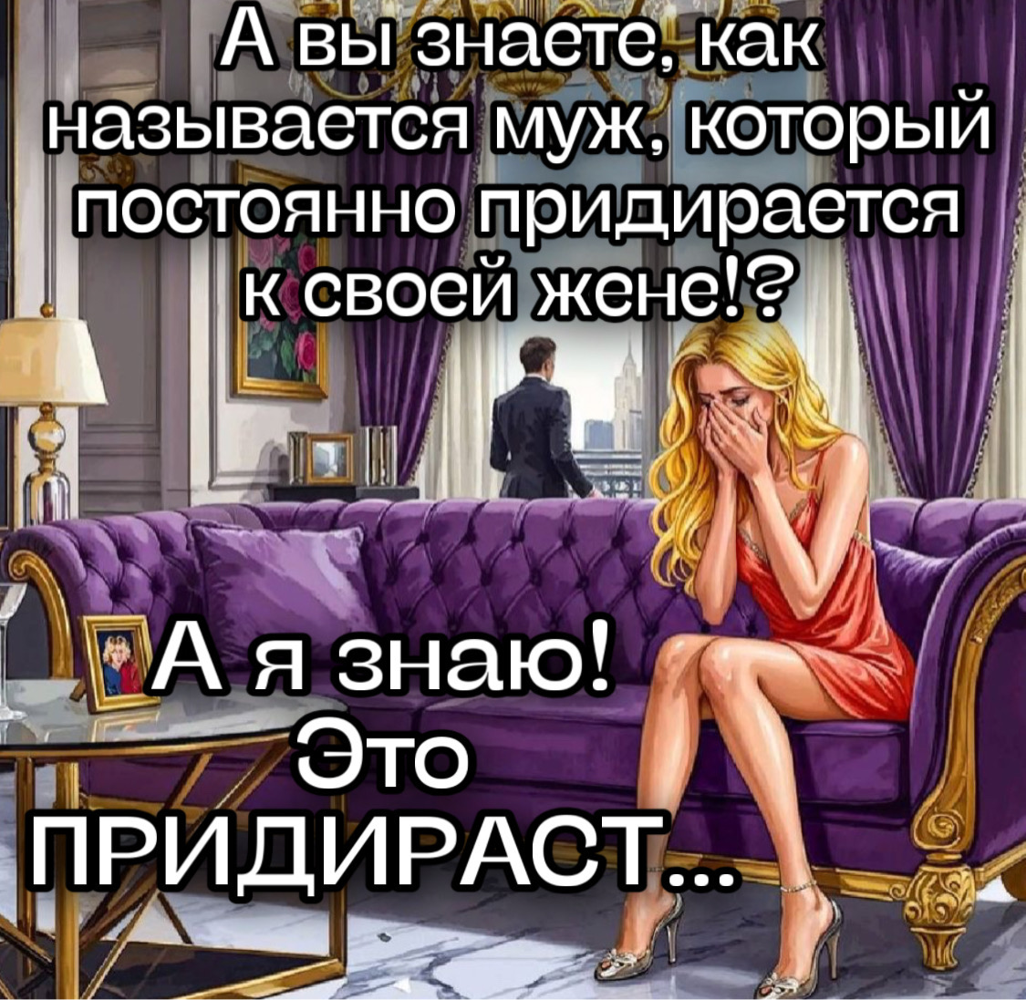 А вы знаете, как называется муж, который постоянно придирается к своей жене? А я знаю! Это ПРИДИРАСТ...