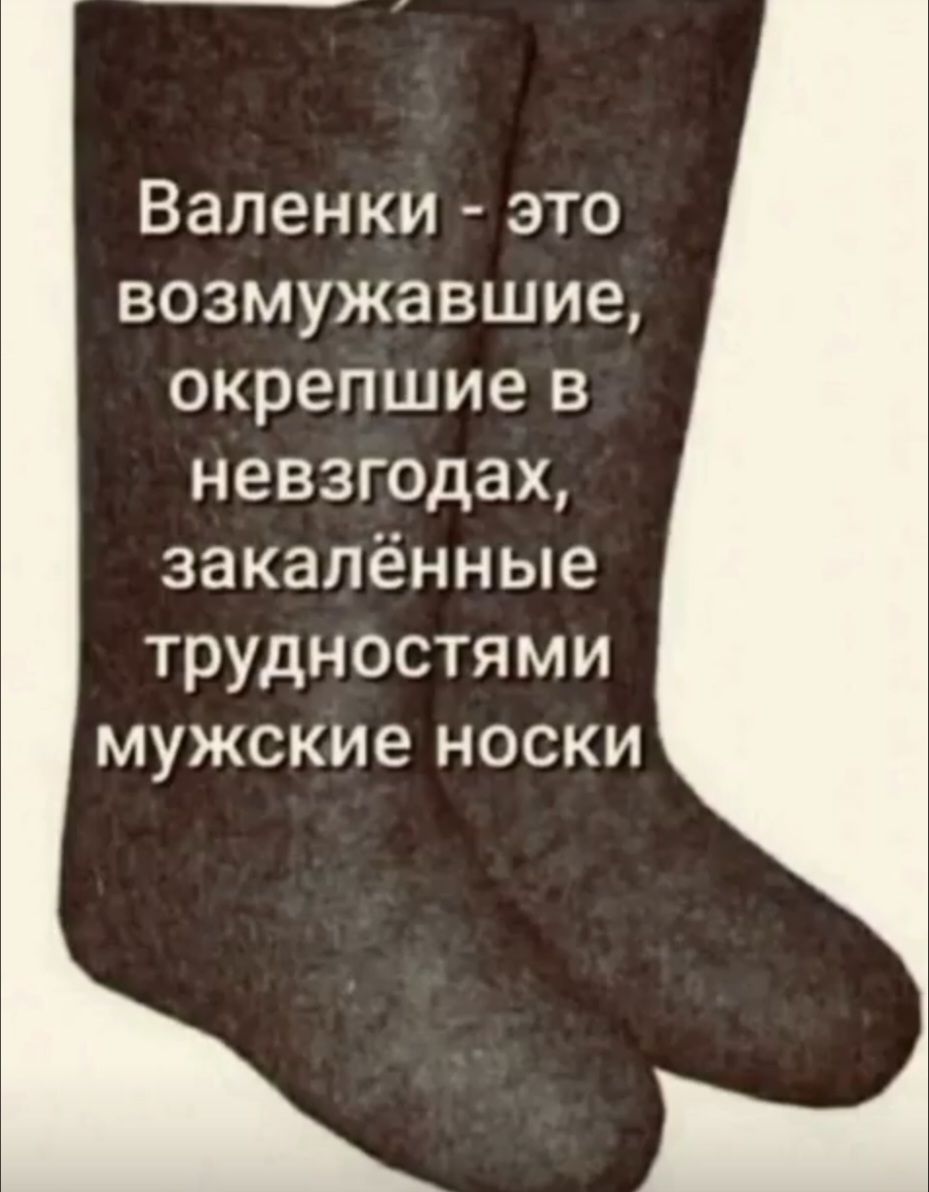 Валенки - это возмужавшие, окрепшие в невзгодах, закалённые трудностями мужские носки