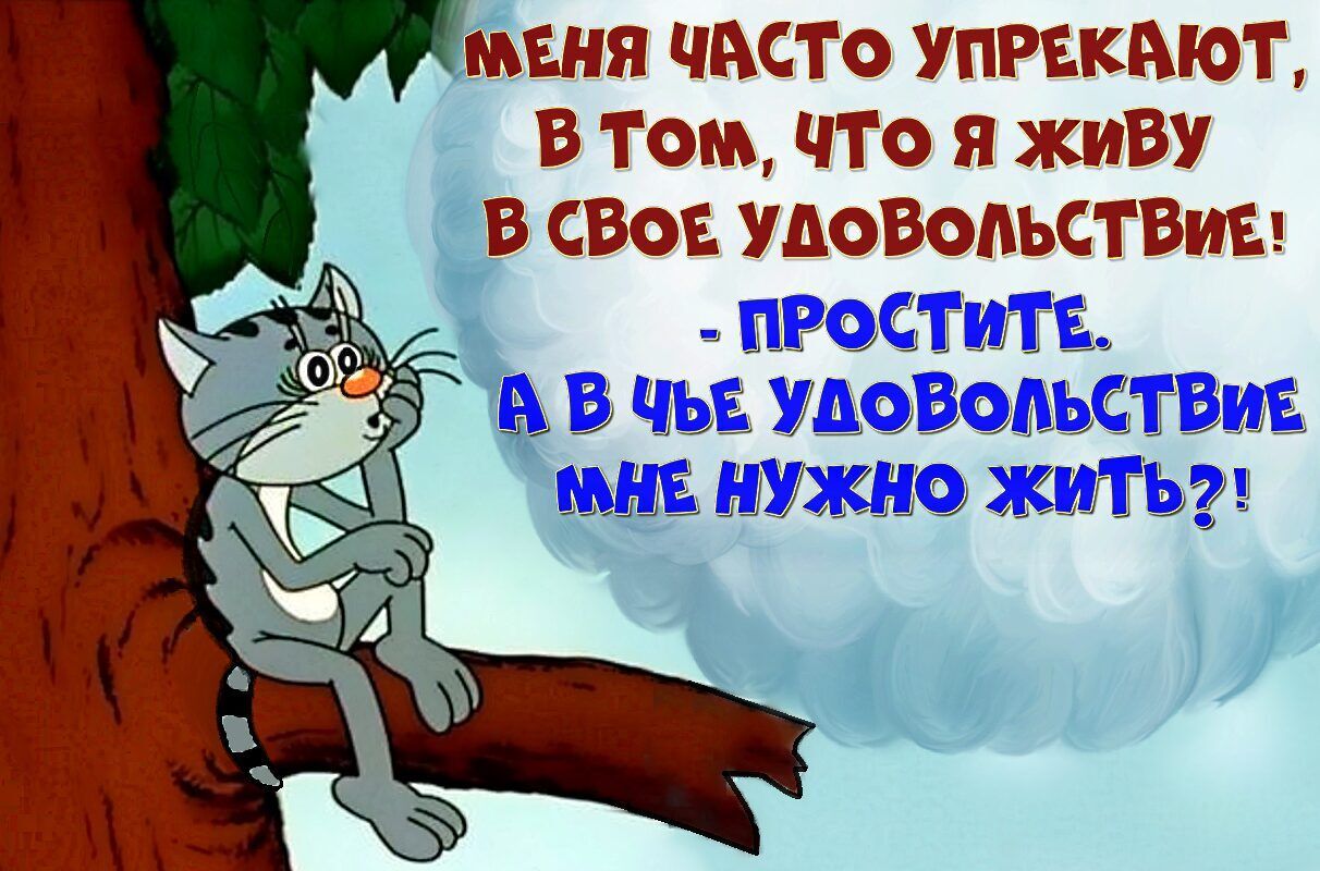 меня часто упрекают, в том, что я живу в своё удовольствие! - Простите. А в чьё удовольствие мне нужно жить?!