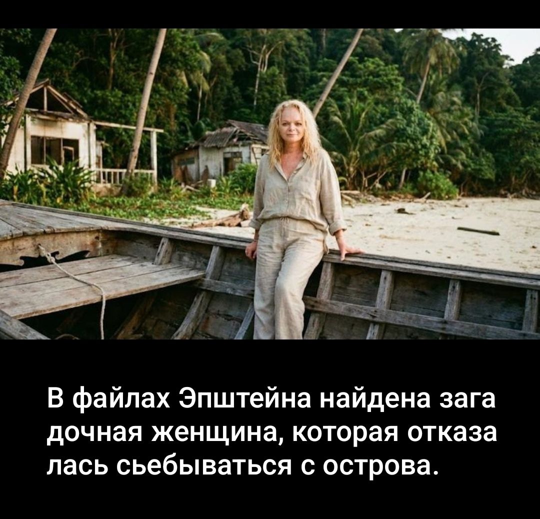 В файлах Эпштейна найдена загадочная женщина, которая отказалась съебывать с острова.