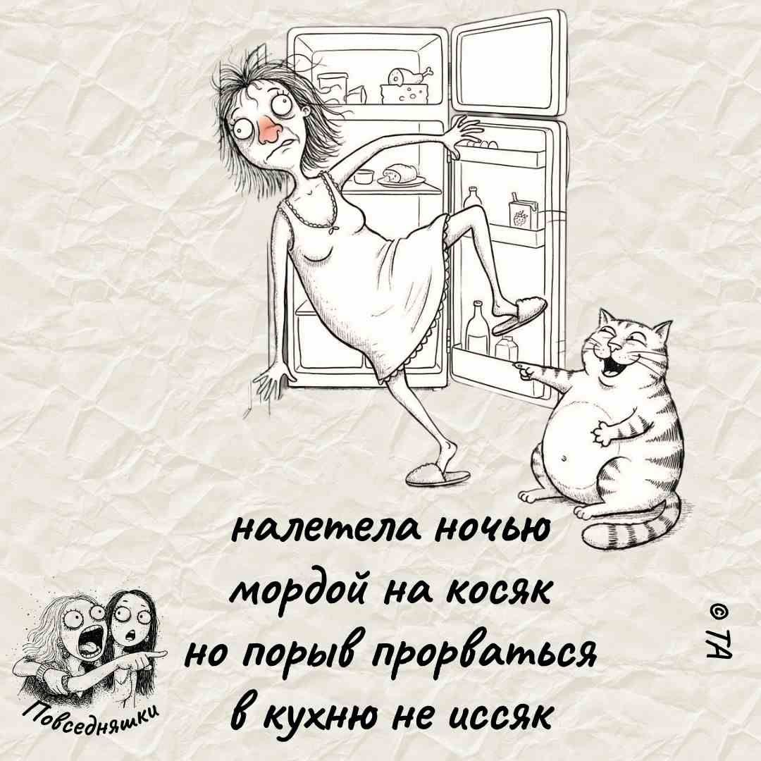 налетела ночью мордой на кошак но порыв прорваться в кухню не удалось