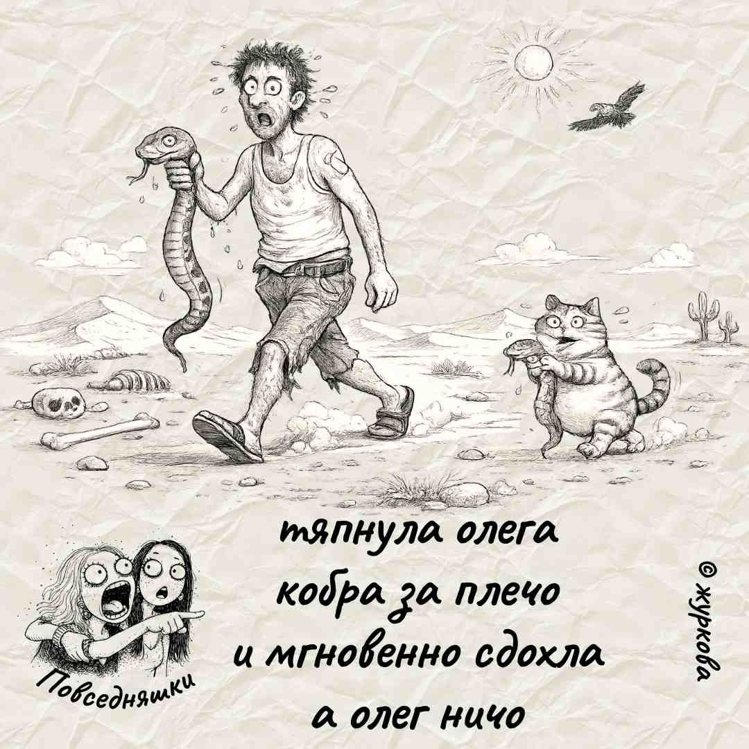 тянула олега кобра за плечо и мгновенно сдохла а олег ничо