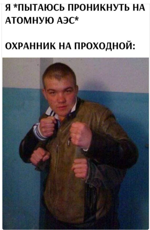 Я *пытаюсь проникнуть на атомную АЭС*\nОхранник на проходной:
