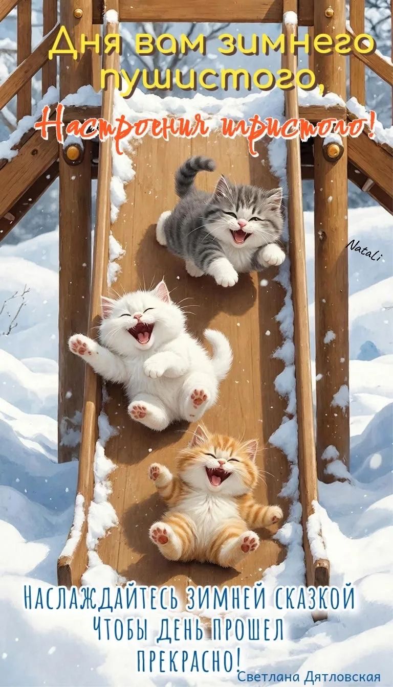 Дня вам зимнего пушистого, Настроения праздничного! Наслаждайтесь зимней сказкой чтобы день прошел прекрасно!