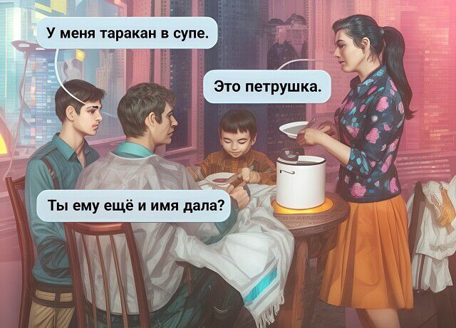 У меня таракан в супе. Это петрушка. Ты ему ещё и имя дала?