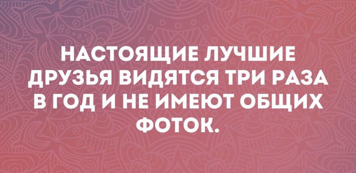 НАСТОЯЩИЕ ЛУЧШИЕ ДРУЗЬЯ ВИДЯТСЯ ТРИ РАЗА В ГОД И НЕ ИМЕЮТ ОБЩИХ ФОТОК.