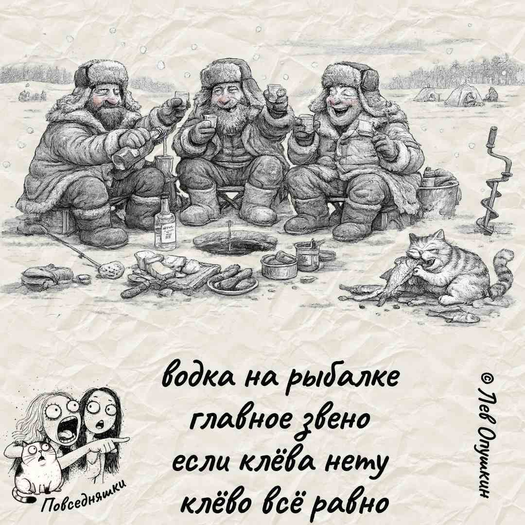 водка на рыбалке главное звено если клёва нет клёв всё равно