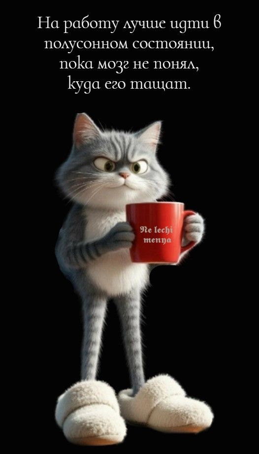 На работу лучше идти в полусонном состоянии, пока мозг не понял, куда его тащат. Не лечи меня