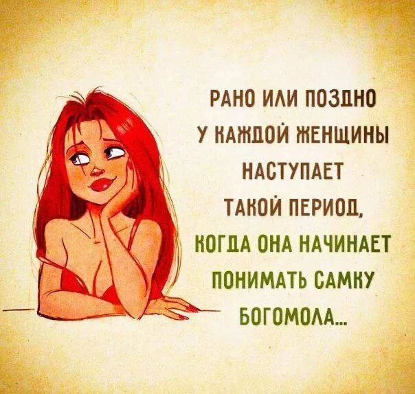 Рано или поздно у каждой женщины наступает такой период, когда она начинает понимать самку богомола...