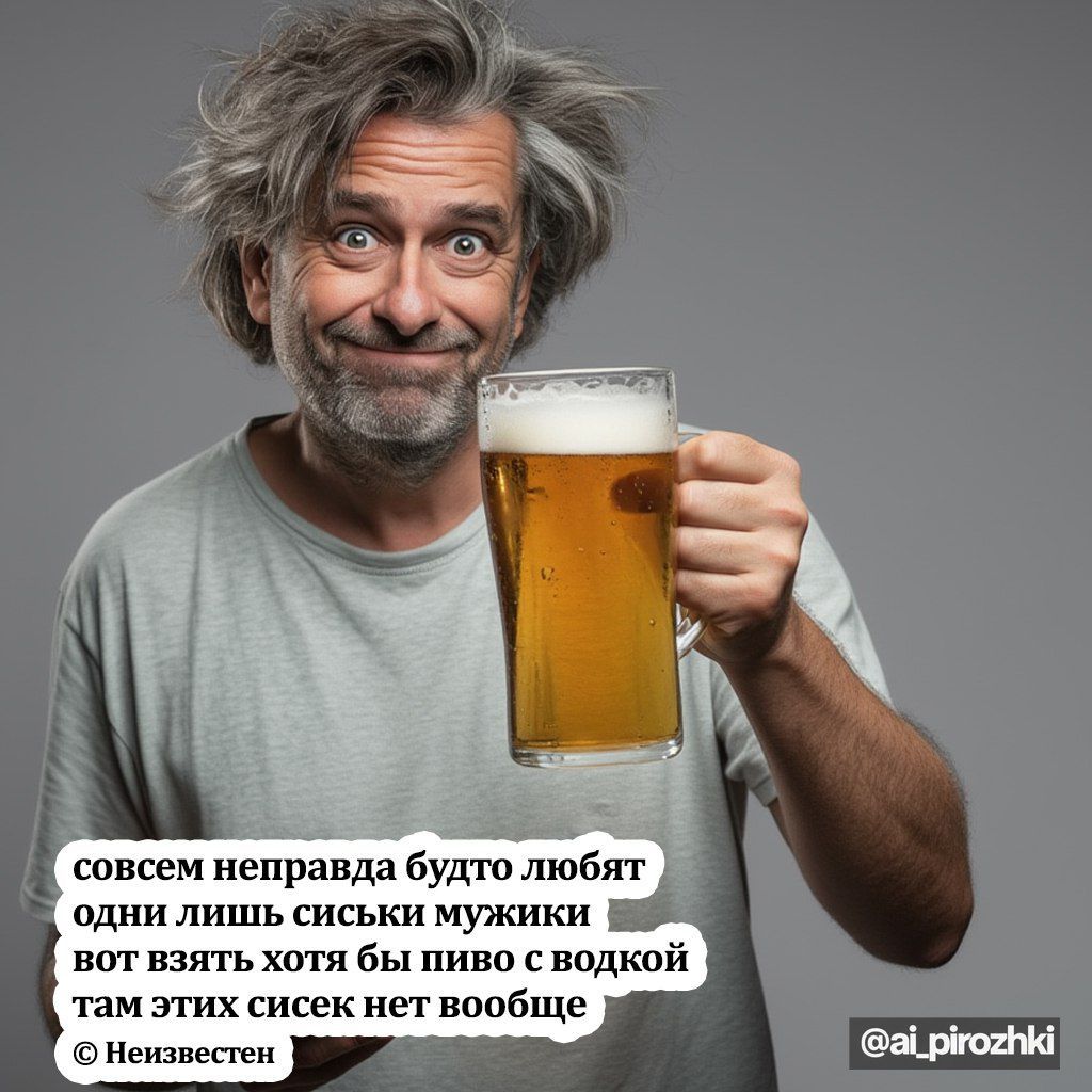 совсем неправда будто любят одни лишь сиськи мужики вот взять хотя бы пиво с водкой там этих сисек нет вовсе