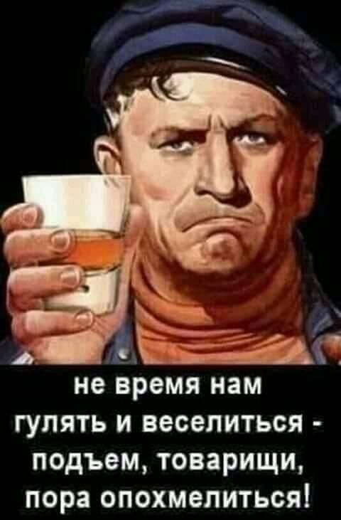 не время нам гулять и веселиться - подъем, товарищи, пора опохмелеться!