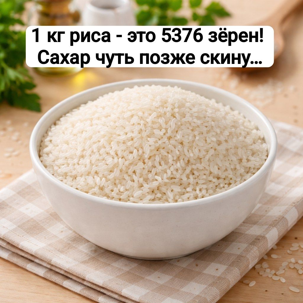 1 кг риса - это 5376 зёрен! Сахар чуть позже скину...